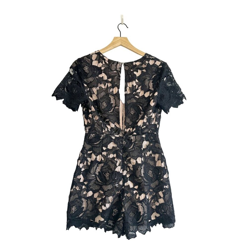 The Impeccable Pig Floral Black Lace Romper, Size S - Picture 3 of 15
